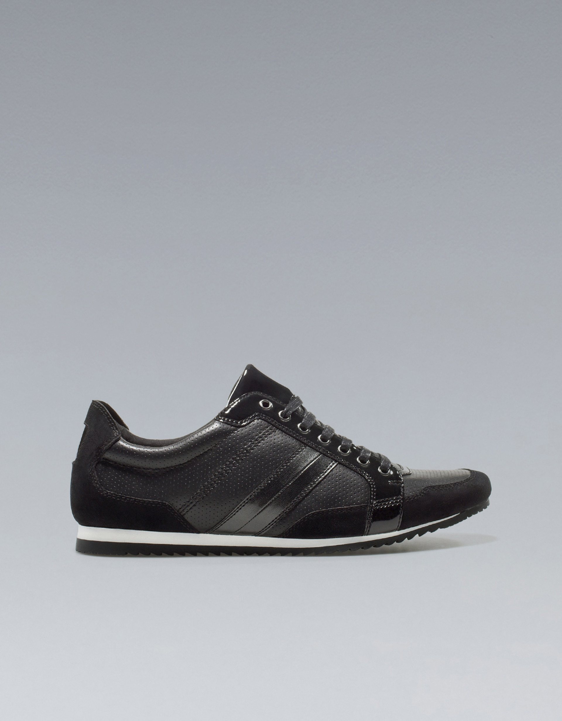 Zara Patent Leather Running Shoe in Black for Men | Lyst