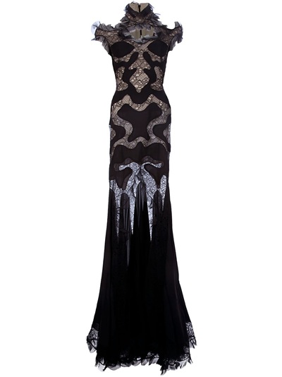 Alexander Mcqueen Lace Panel Evening Dress in Black | Lyst