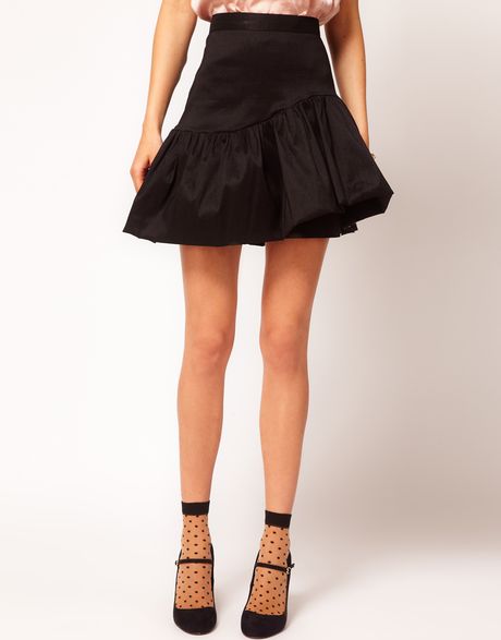 Asos Collection Mini Skirt with Ruffle Hem in Black | Lyst