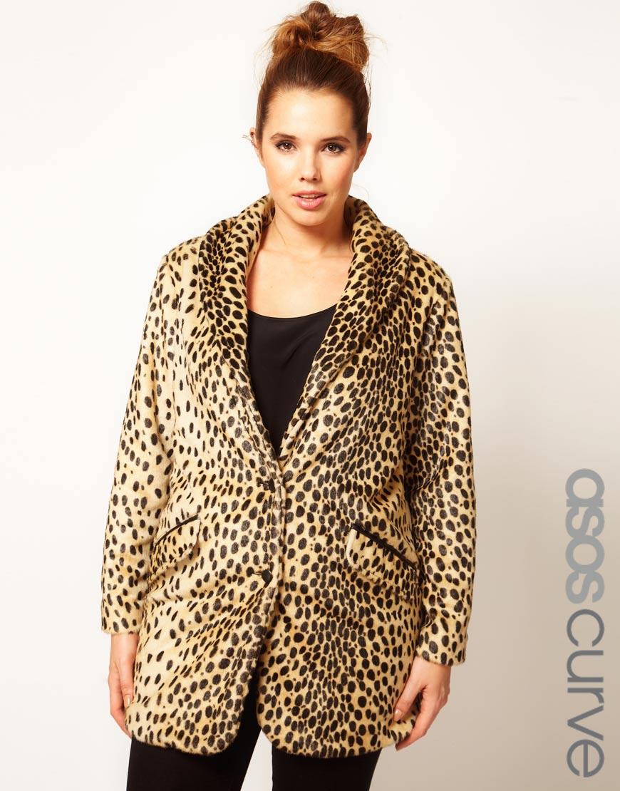 Lyst - Asos Faux Fur Coat In Leopard Print
