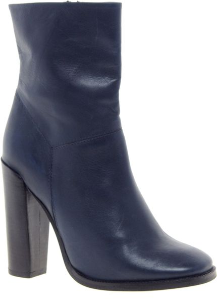 Asos Asos Achieve Leather Ankle Boots with High Heel in Blue (navy) | Lyst