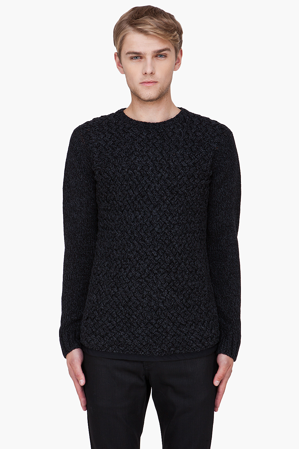 Diesel Black Gold Charcoal Woven Knit Sweater in Gray for Men (charcoal ...