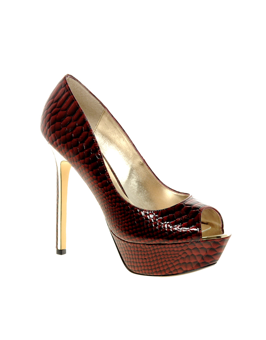 Dune Downham Burgundy Metal Heel Platform Court Shoes | Lyst