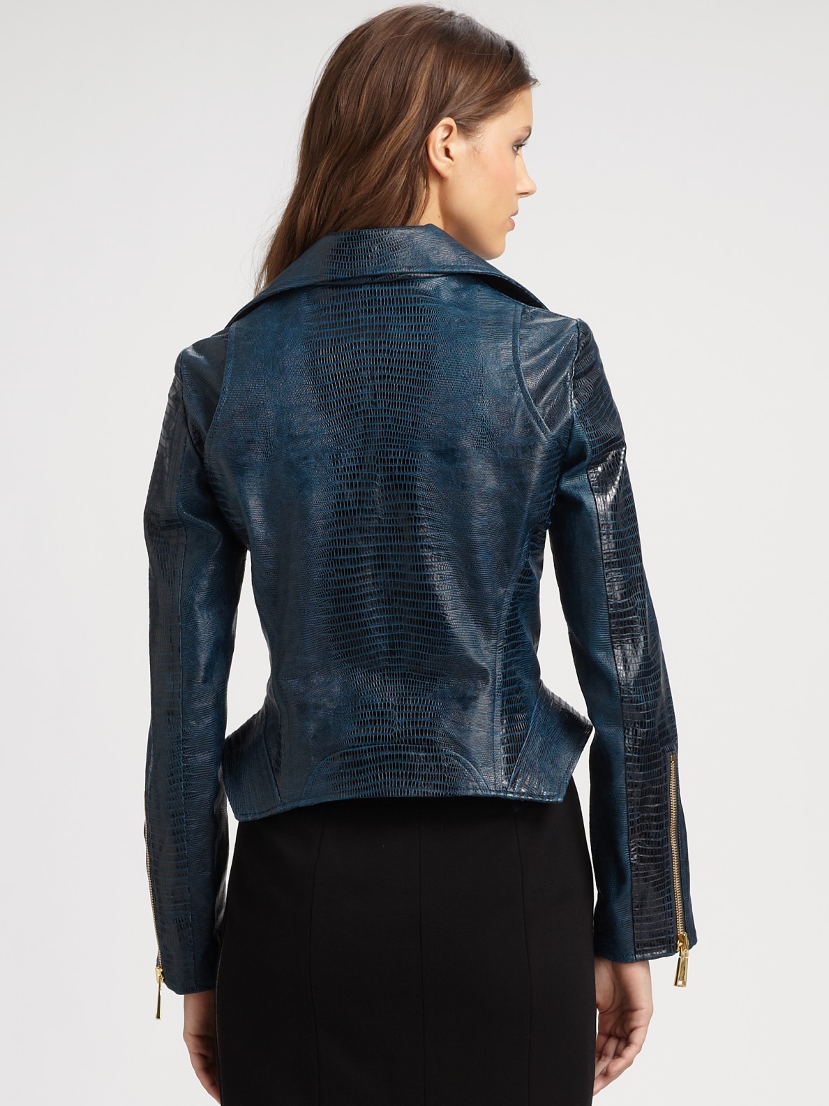 Lyst - Elie Tahari Leather Francis Jacket in Blue