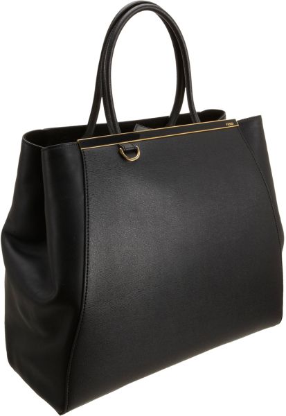 Fendi Toujours Large Leather Winged Tote in Black | Lyst