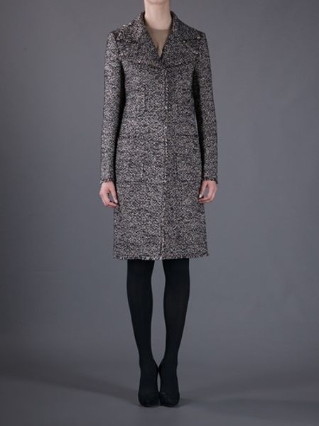 Giambattista Valli Tweed Coat in Gray (grey) | Lyst