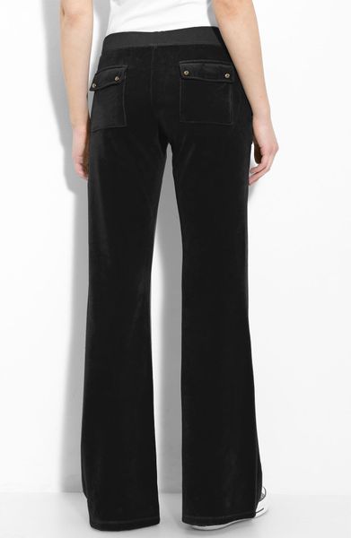 Juicy Couture Velour Pocket Pants in Black | Lyst
