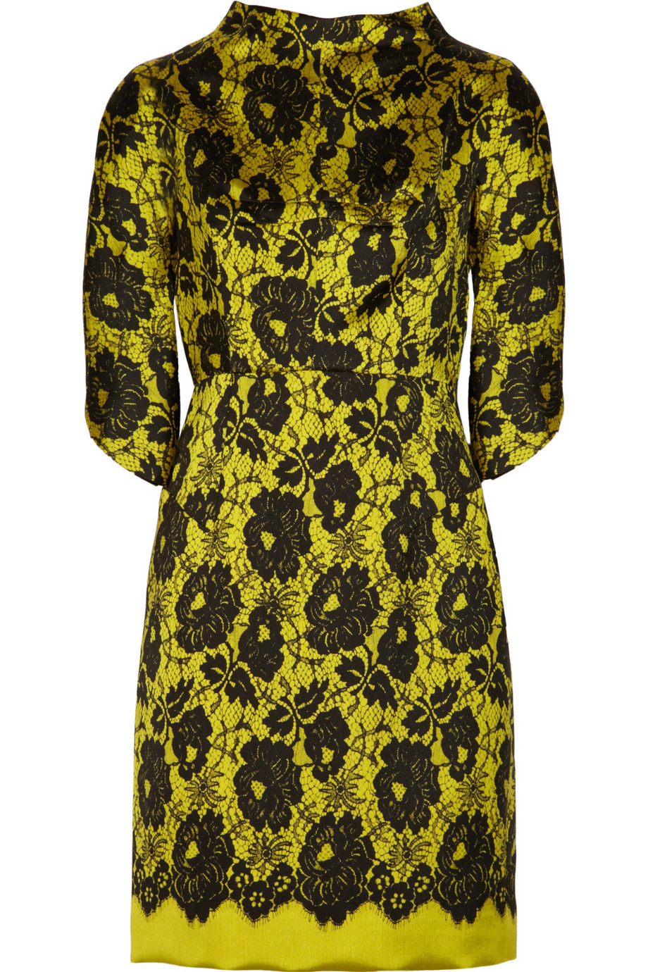 Milly Aurora Laceprint Wool and Silkblend Organza Dress in Yellow ...