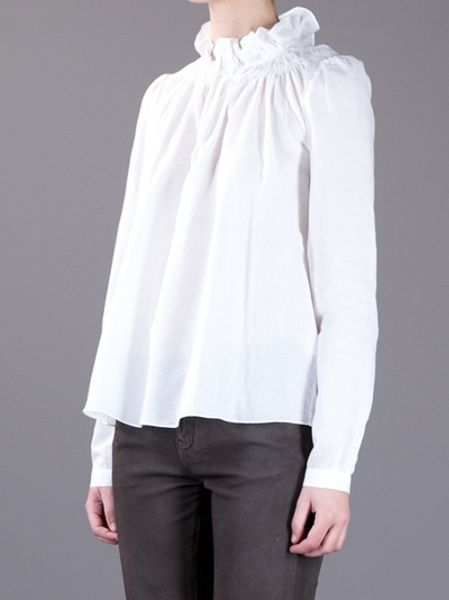 Vanessa Bruno Ruffle Collar Blouse in White | Lyst
