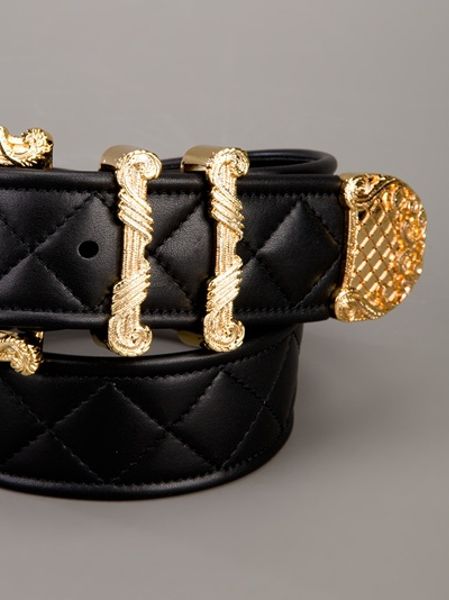Balmain Quilted Leather Belt in Black | Lyst