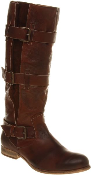 H By Hudson Toba Multi Buckle Strap Detailed Knee Boots Brown in Brown ...