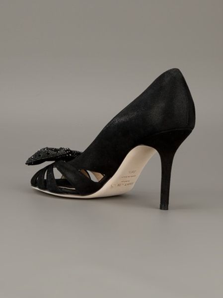 Jimmy Choo Diamanté Bow Shoes in Black | Lyst