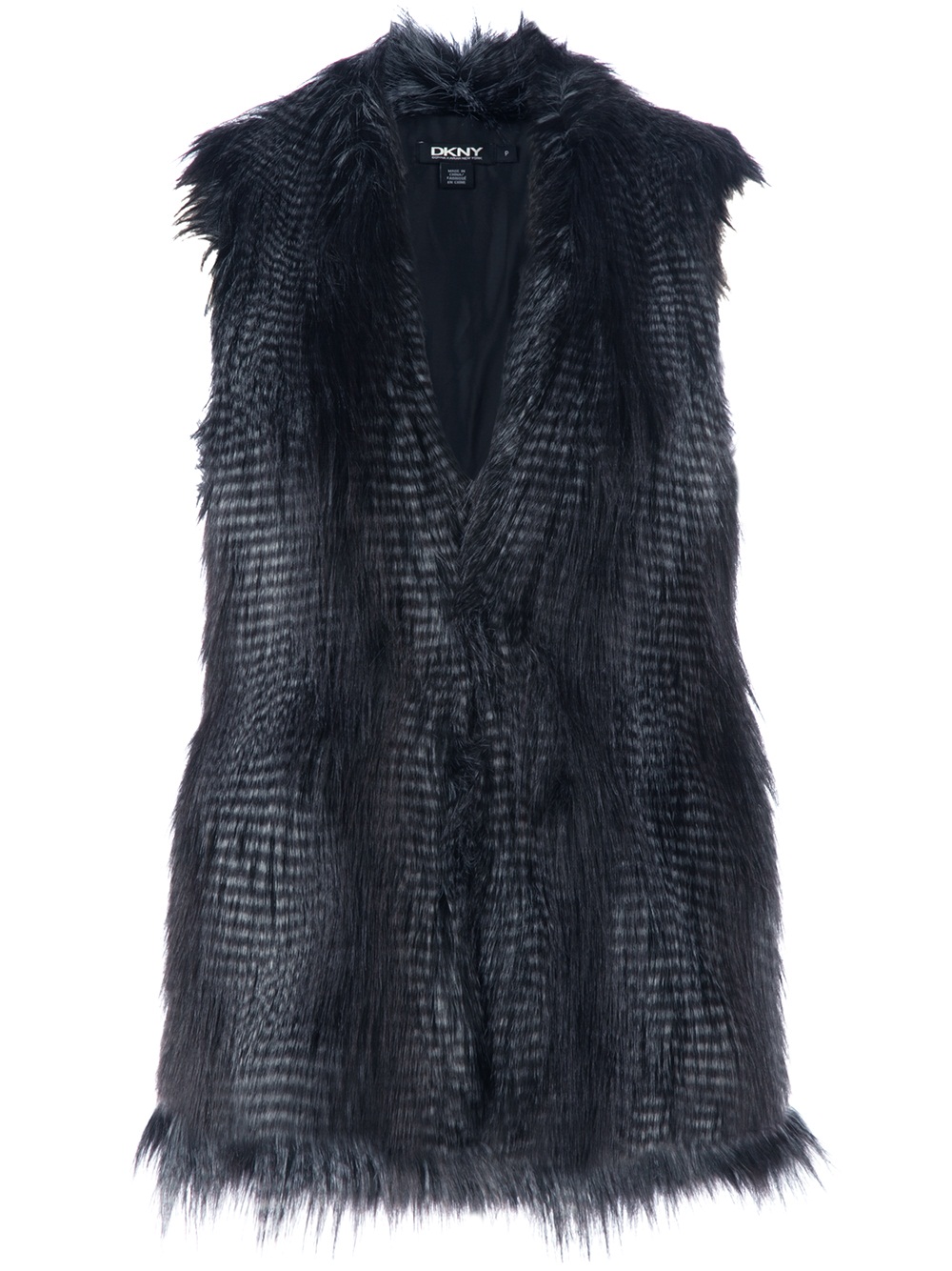 Dkny Faux Fur Sleeveless Jacket in Gray (grey) | Lyst