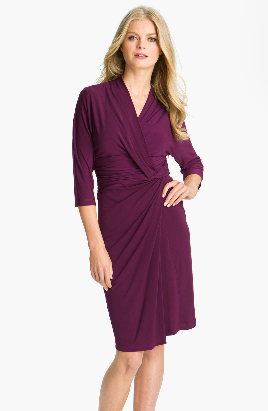 Suzi Chin For Maggy Boutique Surplice Jersey Dress in Purple (wineberry ...