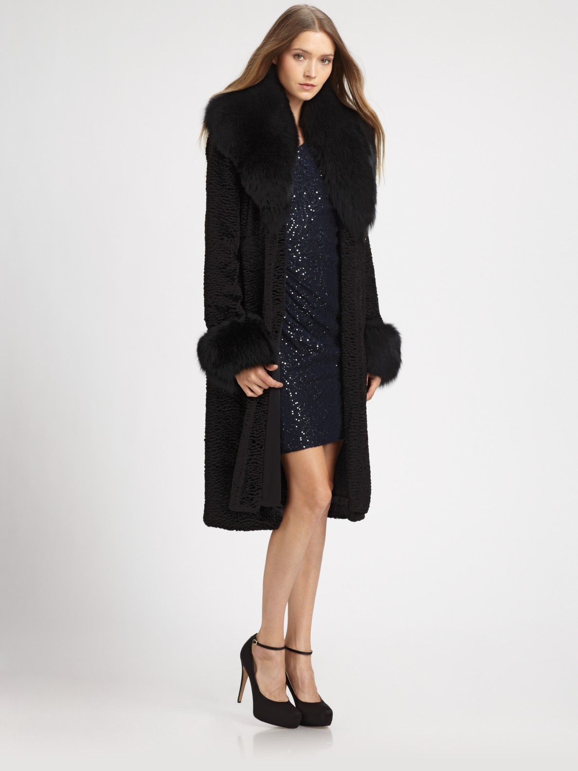 Alice Olivia Faux Fur Coat In Black Lyst