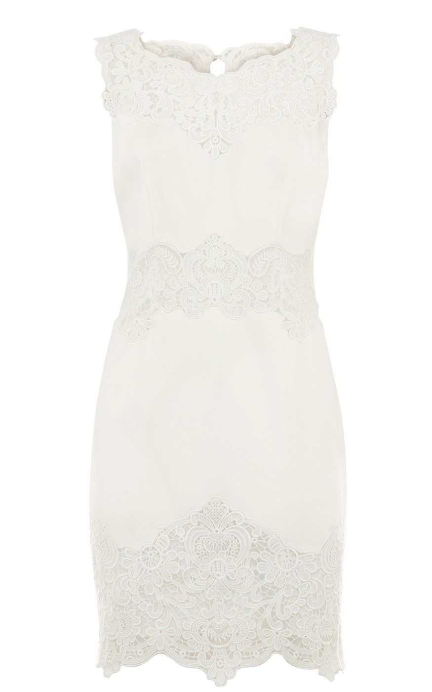 Lyst - Karen Millen Cotton Lace Panel Dress in White