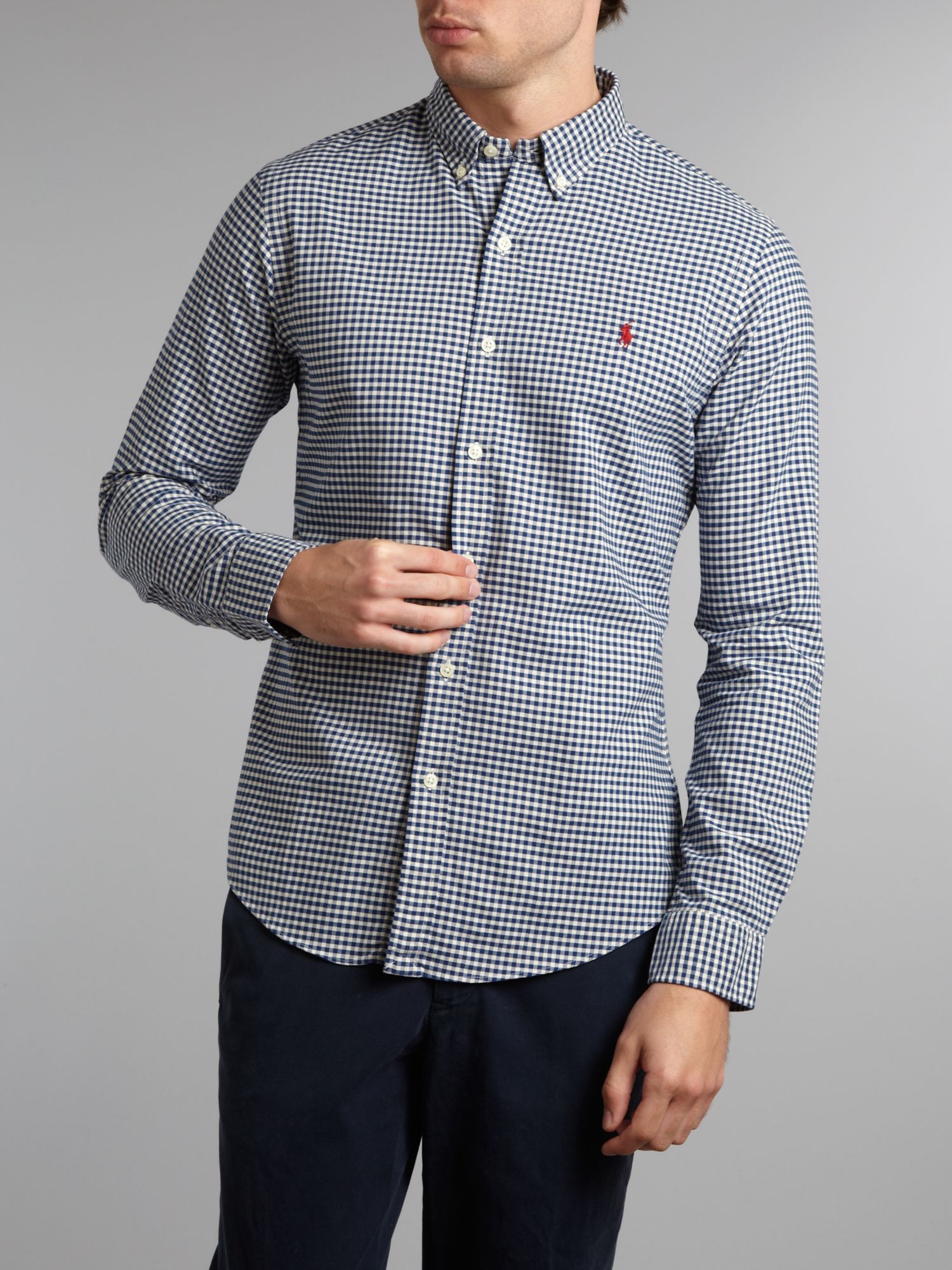 Polo ralph lauren Long Sleeved Slim Fitted Gingham Shirt in Blue for ...