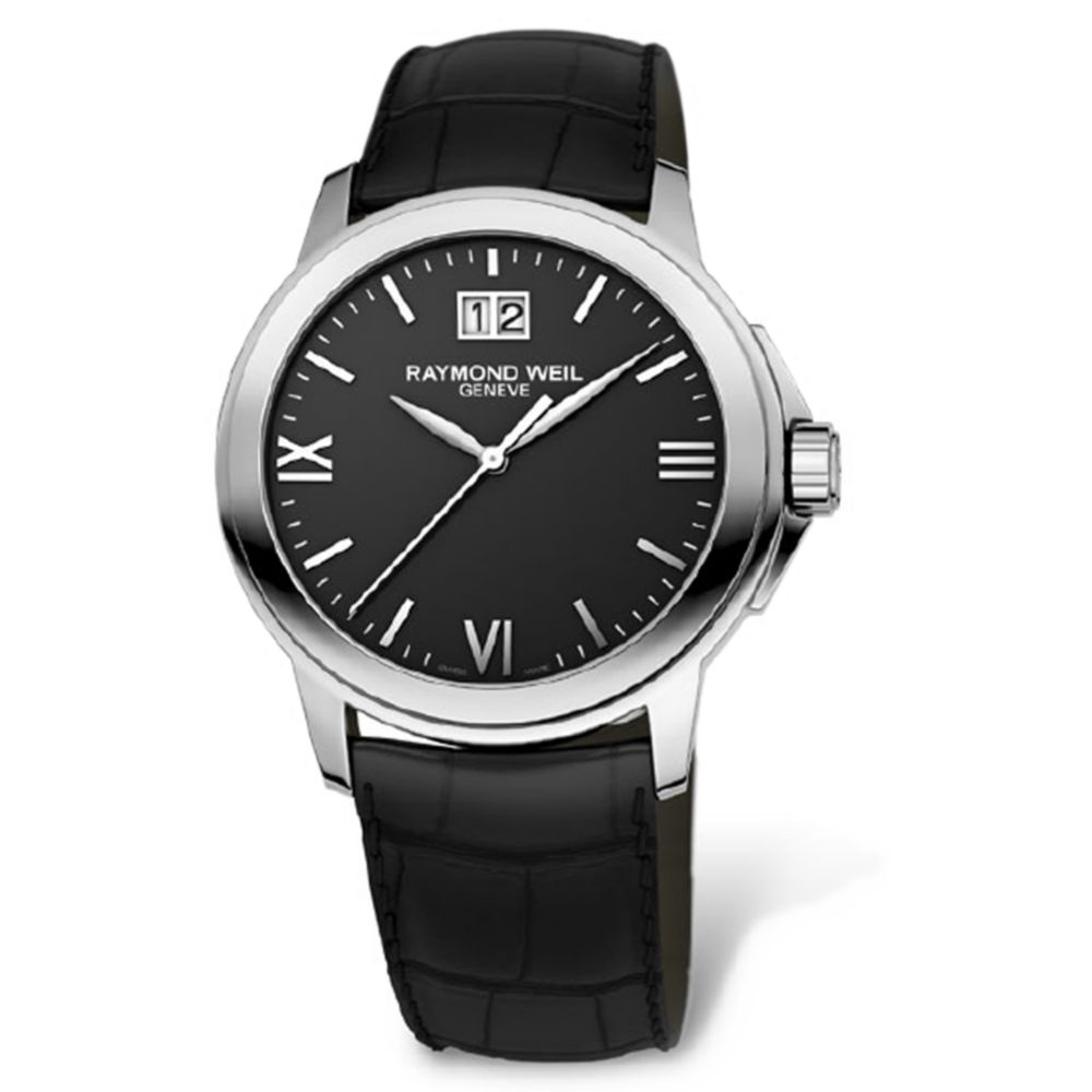 Raymond Weil Leather Strap Watch in Black for Men | Lyst
