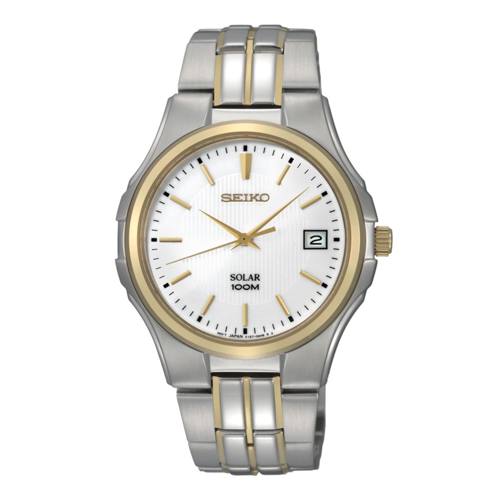 Seiko Solar Two Tone Stainless Steel Bracelet Watch in Silver for Men ...