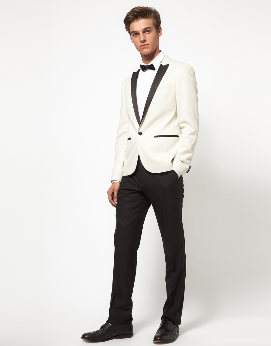 ASOS Asos Slim Fit Tuxedo Suit Jacket in White in White for Men Lyst