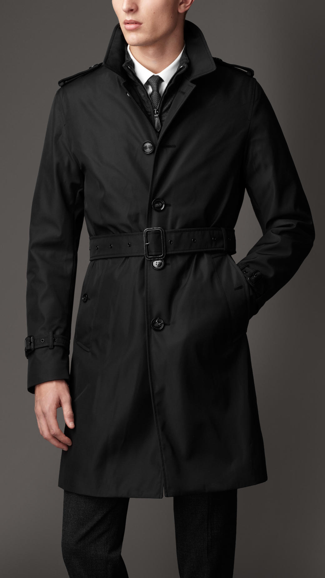 Burberry Mid-Length Blouson Trench Coat in Black for Men | Lyst