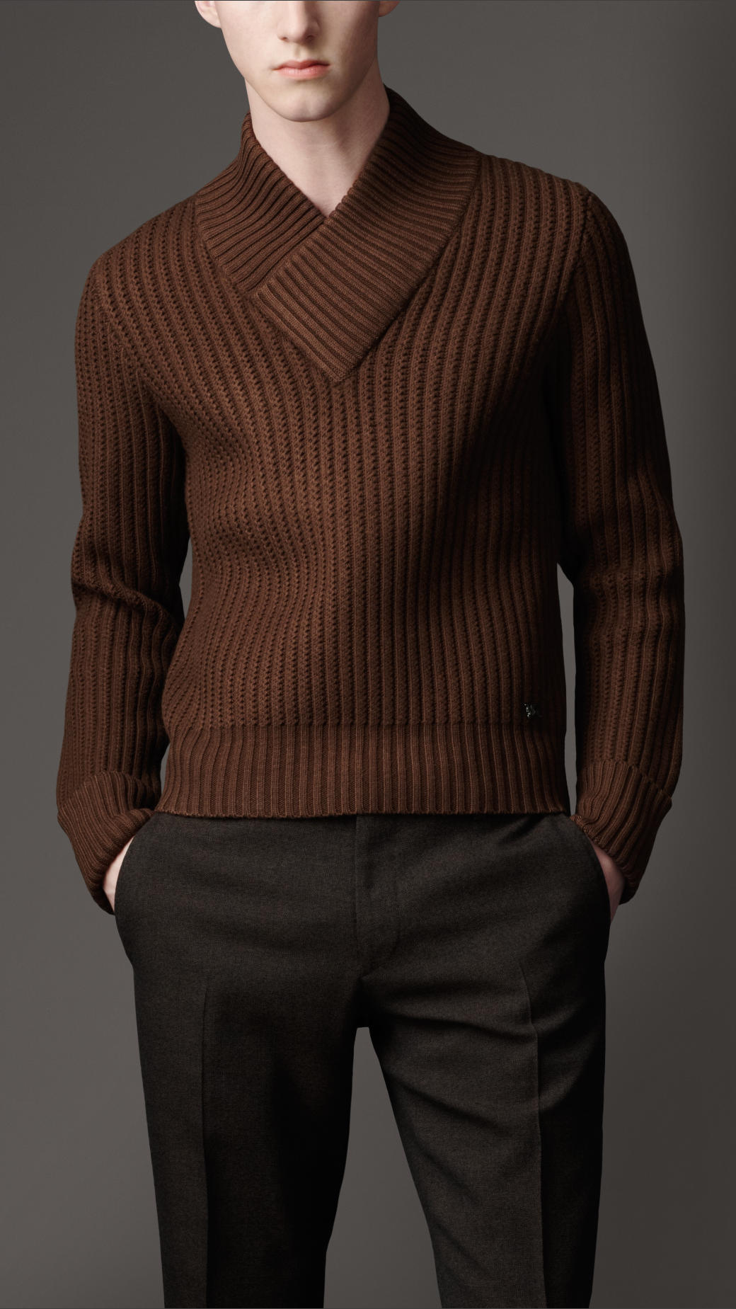 Lyst - Burberry Shawl Collar Sweater in Brown for Men