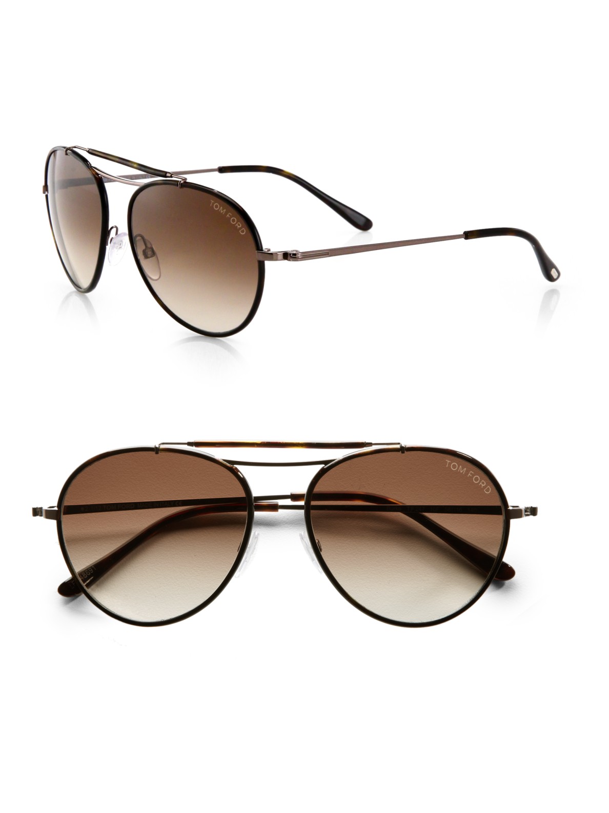 Lyst Tom Ford Burke Wrapped Metal Aviator Sunglasses In Metallic 