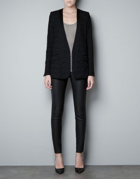 Zara Guipure Lace Tuxedo in Black | Lyst