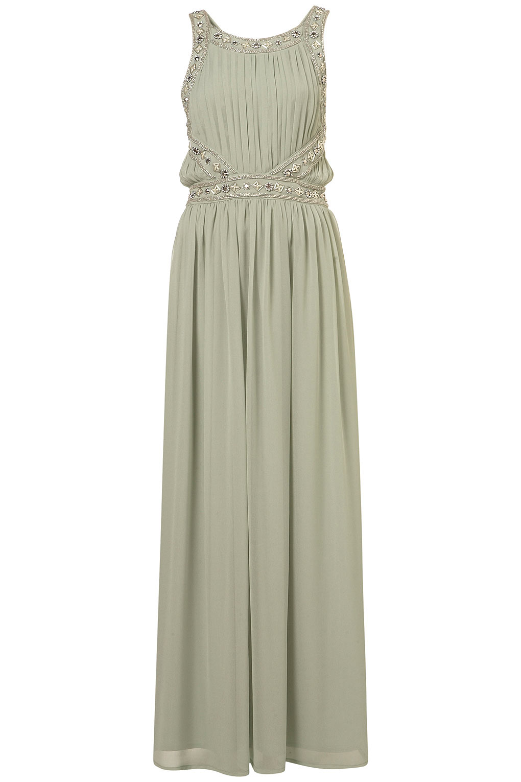 Lyst - Topshop Embellished Panel Maxi Dress in Green