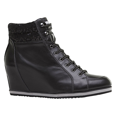 Geox Geox Illusion Hidden Wedge Leather Trainers Black in Black | Lyst