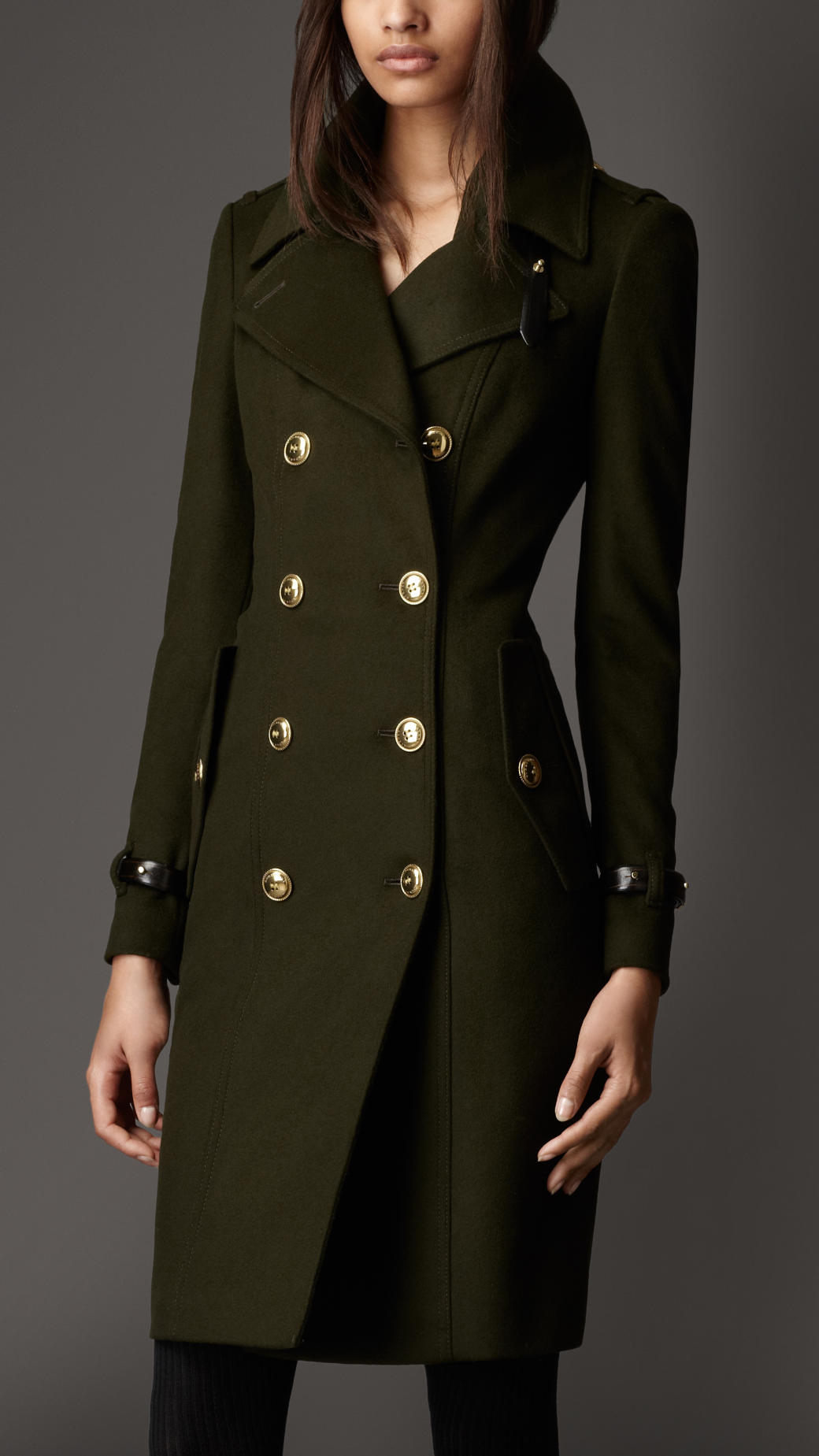 burberry green wool coat