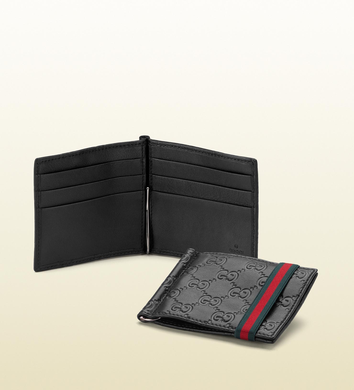 Lyst - Gucci Ssima Leather Money Clip Wallet in Black for Men