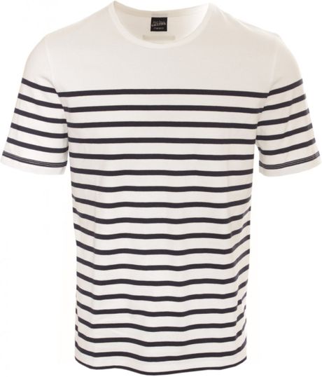 Jean Paul Gaultier Stripe Ss Tshirt in White for Men (navy) | Lyst