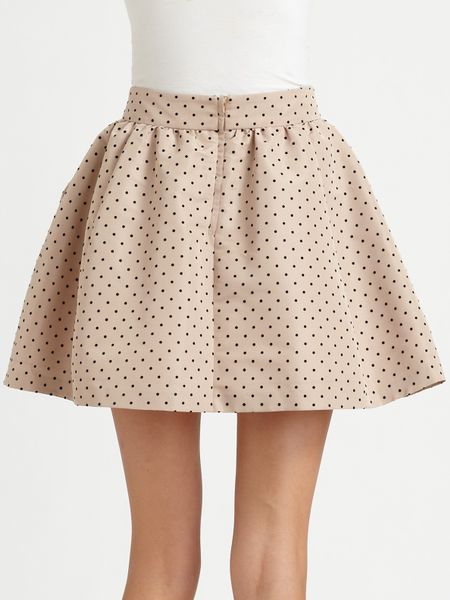 Red Valentino Polka Dots Faille Skirt in Beige (sand) | Lyst