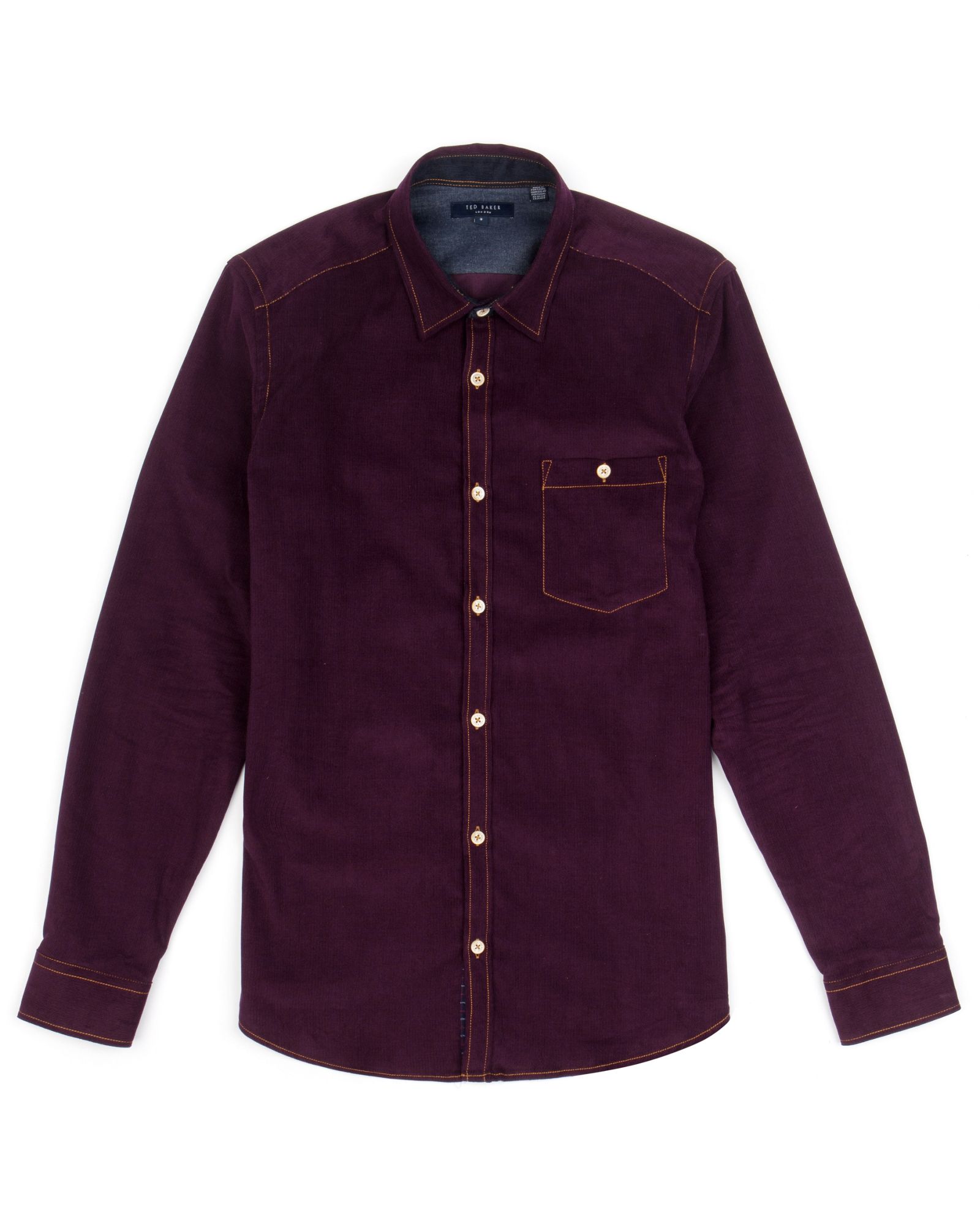 Ted baker Cordink Corduroy Shirt in Purple for Men | Lyst