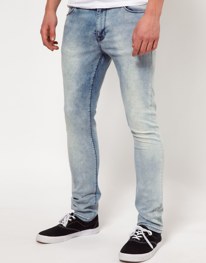 Asos Asos Super Skinny Jeans with Acid Wash in Blue for Men | Lyst