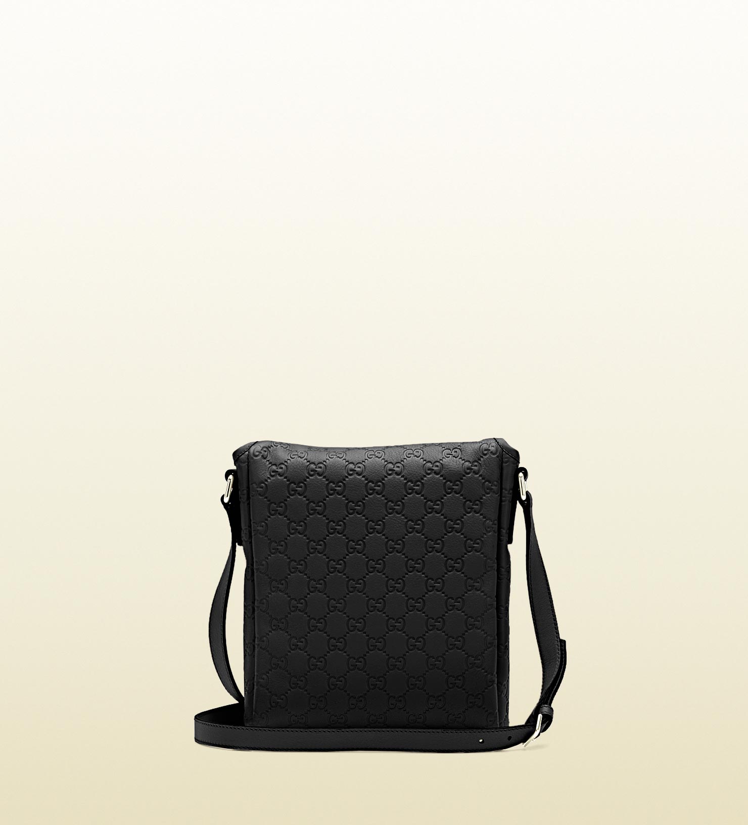 Gucci Black Ssima Leather Messenger Bag in Black for Men | Lyst
