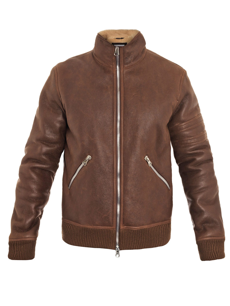 Michael bastian Leather and Shearling Jacket in Brown for Men | Lyst