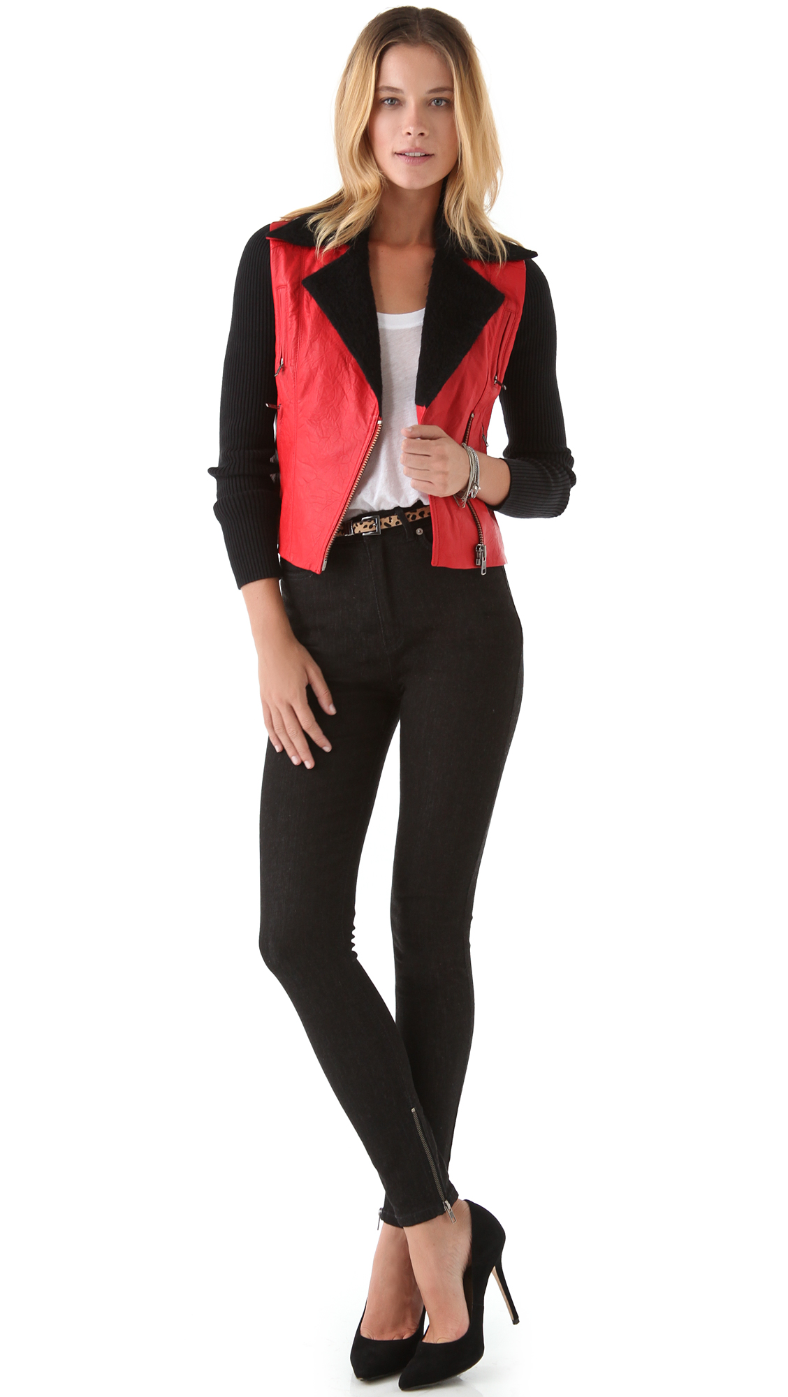 Lyst - Catherine Malandrino Leather Jacket in Red