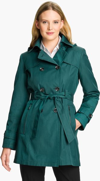 Gallery Trench Coat with Detachable Liner in Green (teal) | Lyst