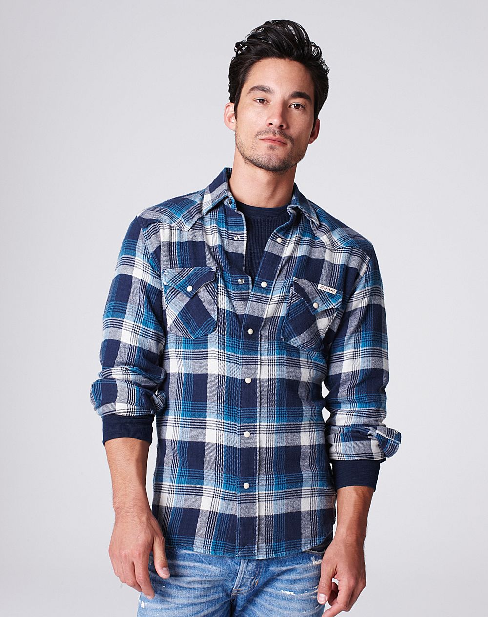 Lucky Brand Plaid Western Shirt in Blue for Men (blue multi) | Lyst