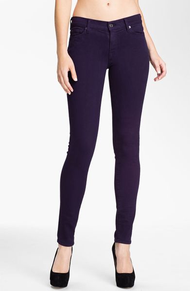 7 For All Mankind Slim Illusion Overdyed Skinny Stretch Jeans in Purple ...