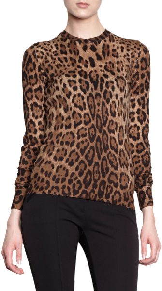 Dolce & Gabbana Leopard Crewneck Sweater in Animal (leopard) | Lyst