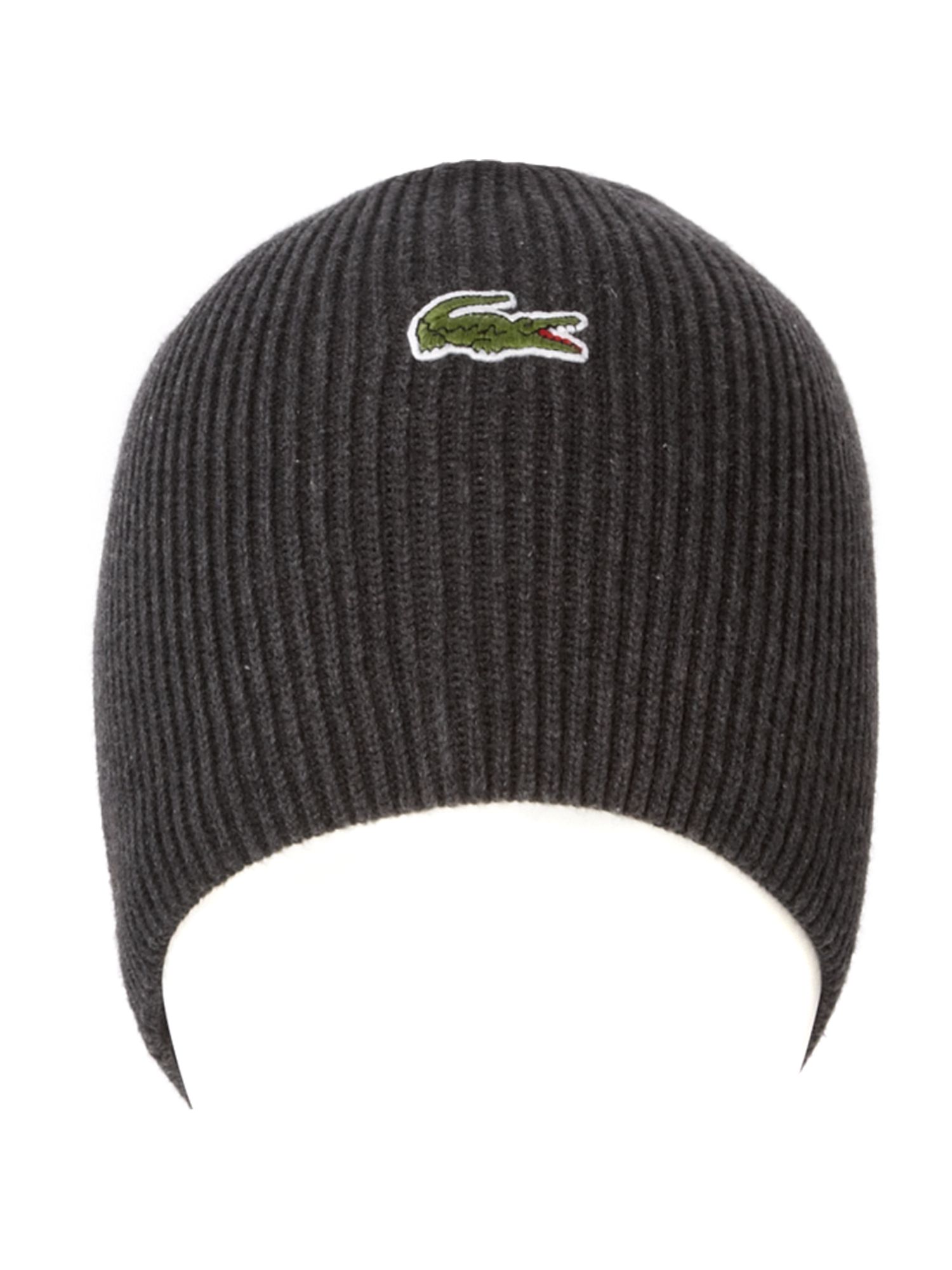 Lacoste Ribbed Beanie Hat in Gray for Men (charcoal) | Lyst
