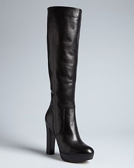 Michael Kors Michael Tall Platform Boots Lesly High Heel in Brown ...