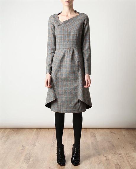 Roland Mouret Prince Of Wales Checked Wool Dress in Multicolor (grey ...