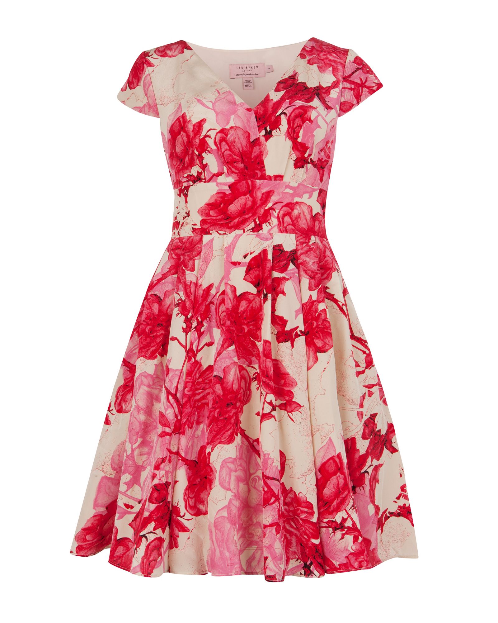 Ted Baker Cissi Floral Etchings Print Dress in Red (pink) | Lyst