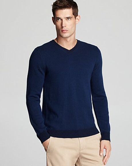 Vince Plated Vneck Sweater in Blue for Men (airforce blue) | Lyst