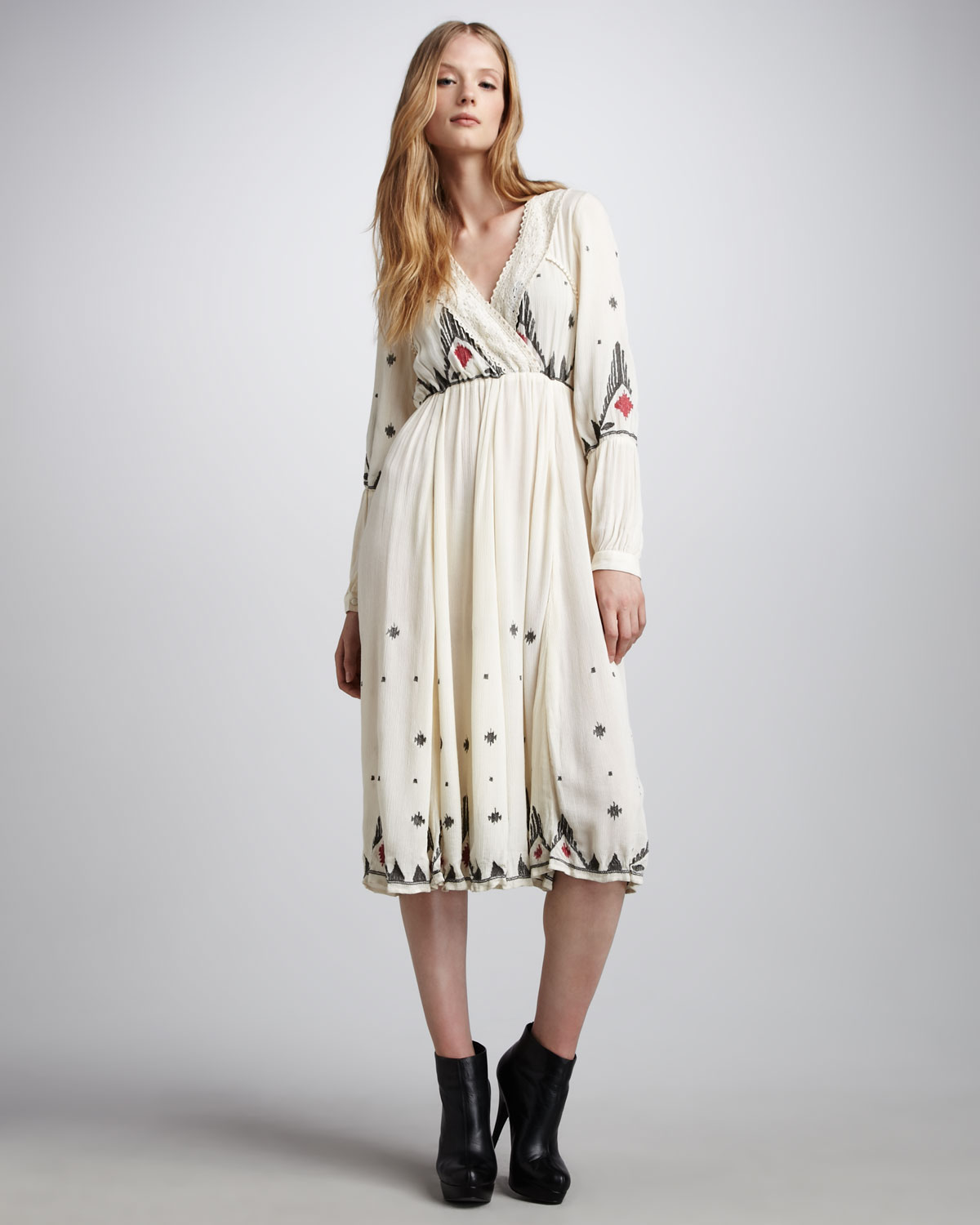 Free people Gauze Peasant Dress in White (medium) Lyst