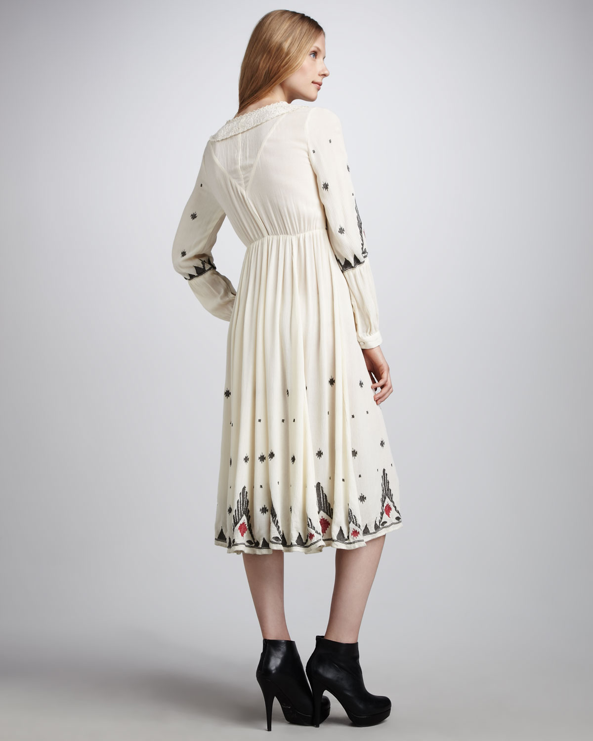 Free people Gauze Peasant Dress in White (medium) Lyst